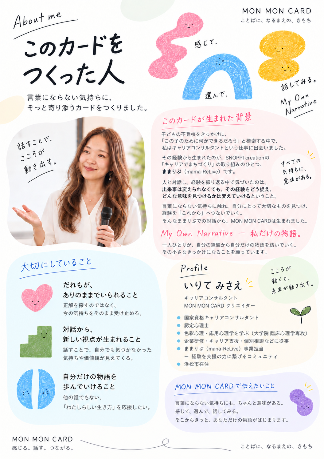 Mon-Mon Cardをつくった人、いりてみさえの自己紹介